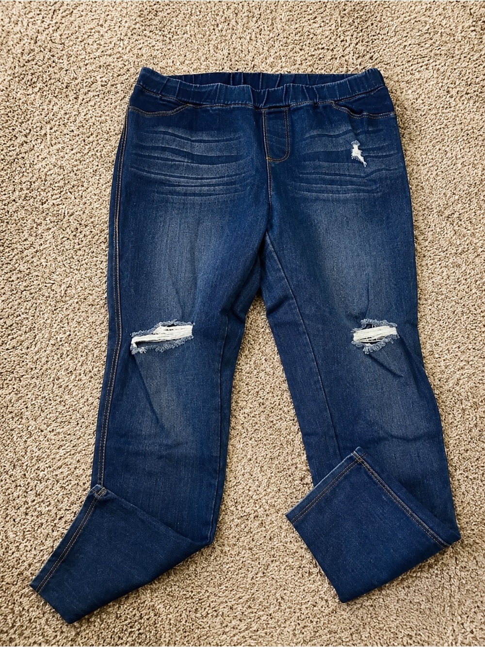 JVINI Dark Blue Distressed Jeggings